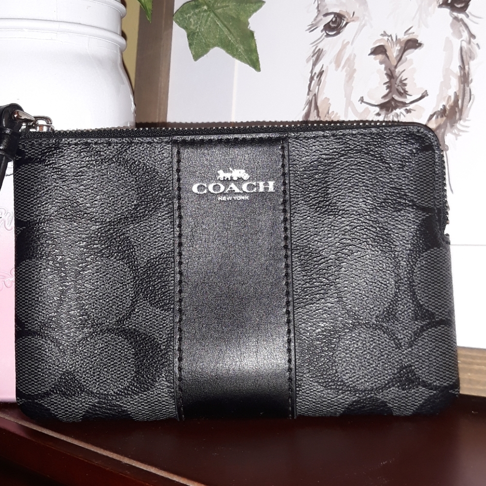 Coach Black Signature Logo Wristlet - Picture 5 of 5